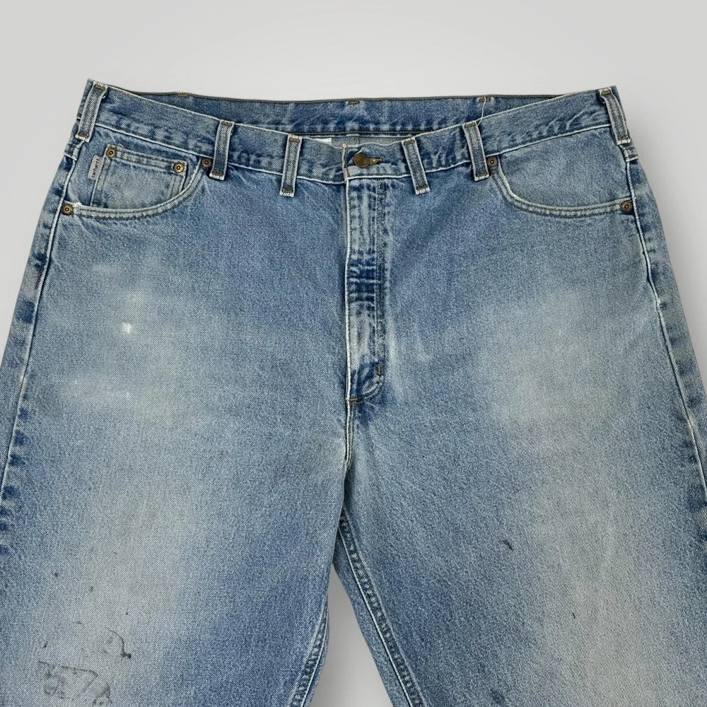 Carhartt Jeans‎ Mens 44x32 Blue Denim Relaxed Fit B17 DST Straight Leg Workwear